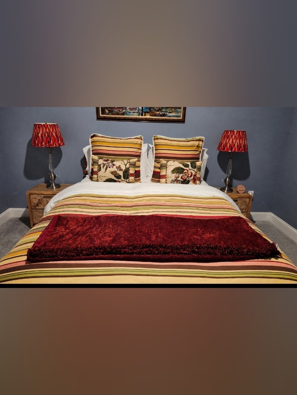 Red Silk Bed Scarf Or Throw